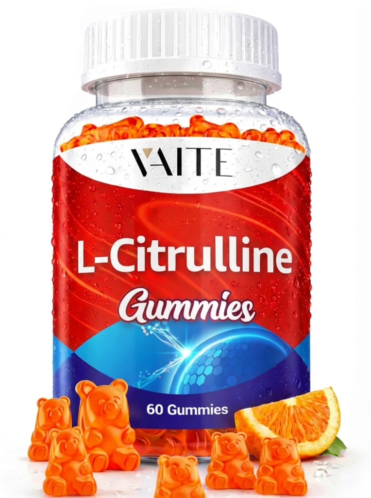 L Citrulline Gummy's voor mannen - Krachtige Vasodilatator met Calcium, 1600mg per portie, Extra sterkte, Verhoogt Nitroxyl en Nitric Oxide Productie, Ondersteunt Energie en Endurance, 60 Kauwbare Gummy