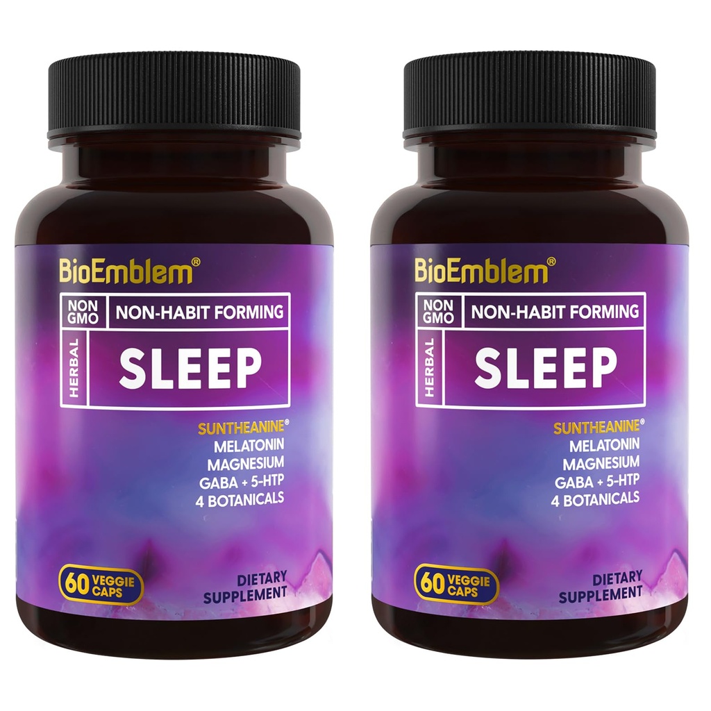 BioEmblem aide naturelle au sommeil pour les adultes avec la mélatonine, la racine valériane, Suntheanine et plus encore