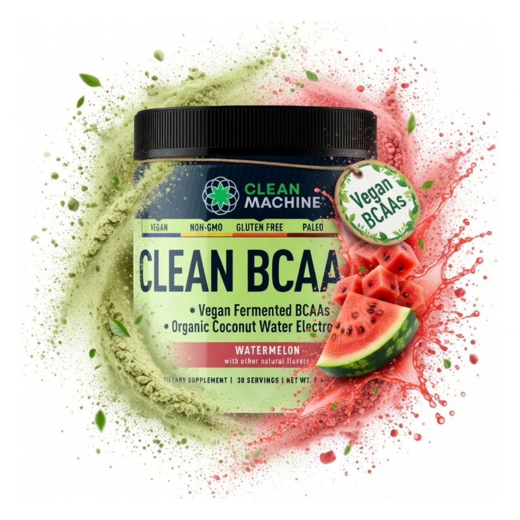 Clean BCAA - 2:1:1 Food Sourced BCAAs Powder & Coconut Water Electrolytes Recovery & Amino Energy Supplement - Award winnende Vegan Amino Acid Supplement - 30 Servings - Watermeloen