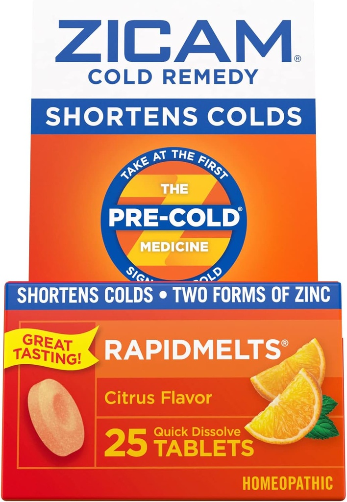 Zicam Cold Remedy Zink Rapidmelts, Citrus smaak, 25 Tellen (verpakking van 2)