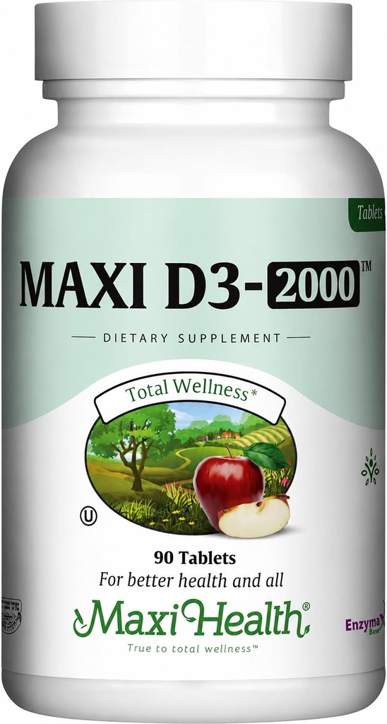 Maxi-Health Vitamine D3 2000 IE - Voor een gezonde spierfunctie, botgezondheids- en immuunondersteuning