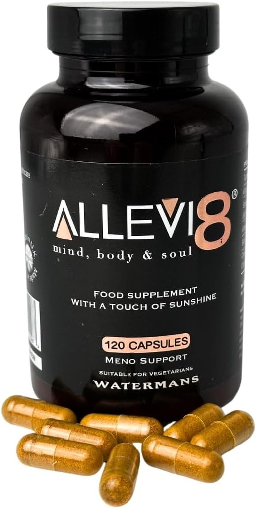 Watermans Allevi8 Curcumin Kurkuma, Gember, Frankincense, Vitamine D & Black Pepper Extract voor Beste Absorptie - Dagelijkse gezamenlijke & geestelijke gezondheid, Immune Health Ondersteuning