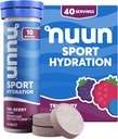 Nuun Sport Electrolyte tabletten met Magnesium, Calcium, Kalium, Chloride en Natrium, Glutenvrij & Vegan, Tri-Berry, 4 verpakkingen (40 porties totaal)