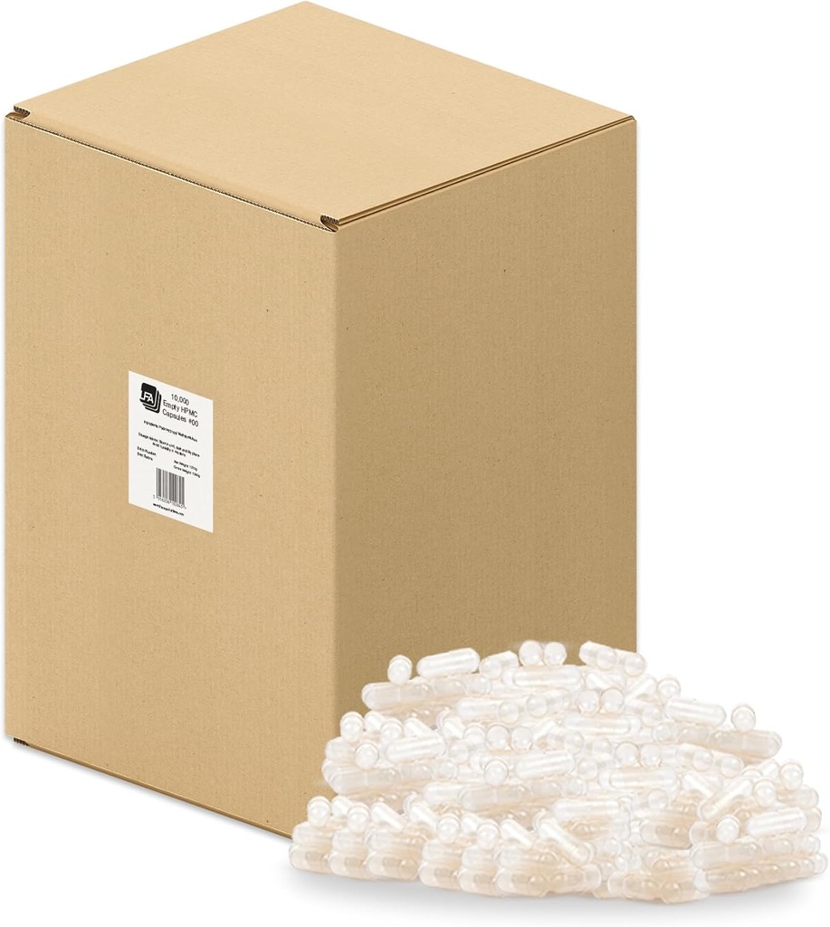 Lege 00 Capsules - Vegan HPMC - 10000 Count Box - Pillen Capsules Lege Past Capsule Vulmachine Tray - Gezamelijke Vegetarische Caps Easy Snap voor DIY poeder Supplement Pillen - Halal & Kosher