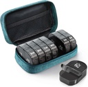 AOVON Canvas Bag Travel Pill Organizer 2 keer per dag, Large AM/PM Weekly Pill Box 7 Day Pill Case met draagbare Cyan ritsdoek zak voor Holding supplementen, vitamines en visolie