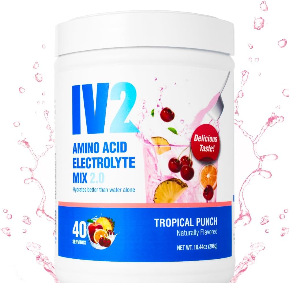 IV2 Premium Hydration Powder - Sugar-Free Electrolyte Mix + Aminozuren & Essentiële Vitaminen I Vegan, Non-GMO, Glutenvrij, Cafeïnevrij (40 porties)
