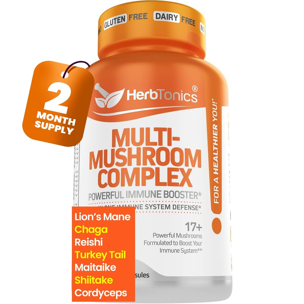 Herbtonics All-in-One Mushroom Supplement voor Immune System Support 