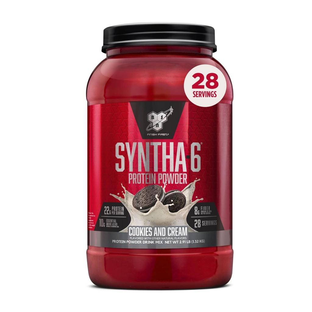 BSN SYNTHA-6 Wei Proteïnepoeder, Micellar Caseïne, Melk Proteïne Isolaat Poeder, Cookies en Crème, 28 Servers (Verpakking mei Vary)