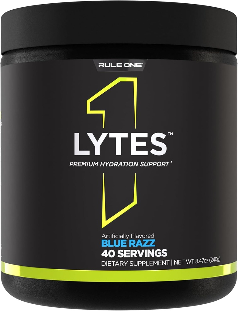 Regel 1 Lytes - Hydratatie Support Mix met 5 Elektrolyt Mineralen Verbeterd met Citrulline, Kokoswater en Watermeloenpoeders, Plus Antioxidant Vitamine C (40 Servers, Blue Razz)