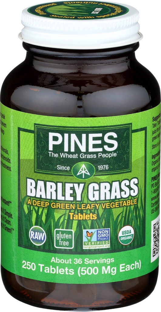 PINES Organisch gerstgras, 500 mg, 250 tabletten