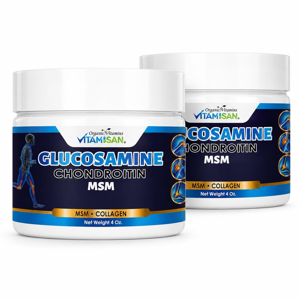 VITAMISAN Glucosamine Chondritine MSM Collagène et Arnica Crème 4 OZ 2 Pack