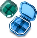 Daily Pill Organizer, 2 Pack 4 Compartiments Petite Pill Box Portable Pill Case, Travel Pill Organizer for Purse Pocket to Hold Vitamines, Cod Foie Oil, Suppléments et Médicaments (Blue+Green)