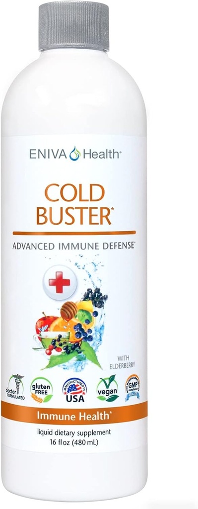 Eniva Vlierbes Sambucus Immune Support Siroop, Vitamine C, Ionische ZInc, Vitamine D, Echinacea, Antioxidanten & Meer, All-in-One Liquid, Lage Carb, Lage Suiker, Keto Vriendelijke, Niet-GMO & Glutenvrij - 16 oz