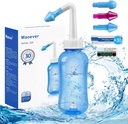 MAOEVER Neti Pot Sinus Sinaasnasale Wash 300ML Neti-Pot met 30 Nasale Wash Zout Pakjes en Sticker Thermometer Neusreiniger Wasfles Reiniger Druk Irrigatie voor volwassen & Kid BPA Gratis (blauw)