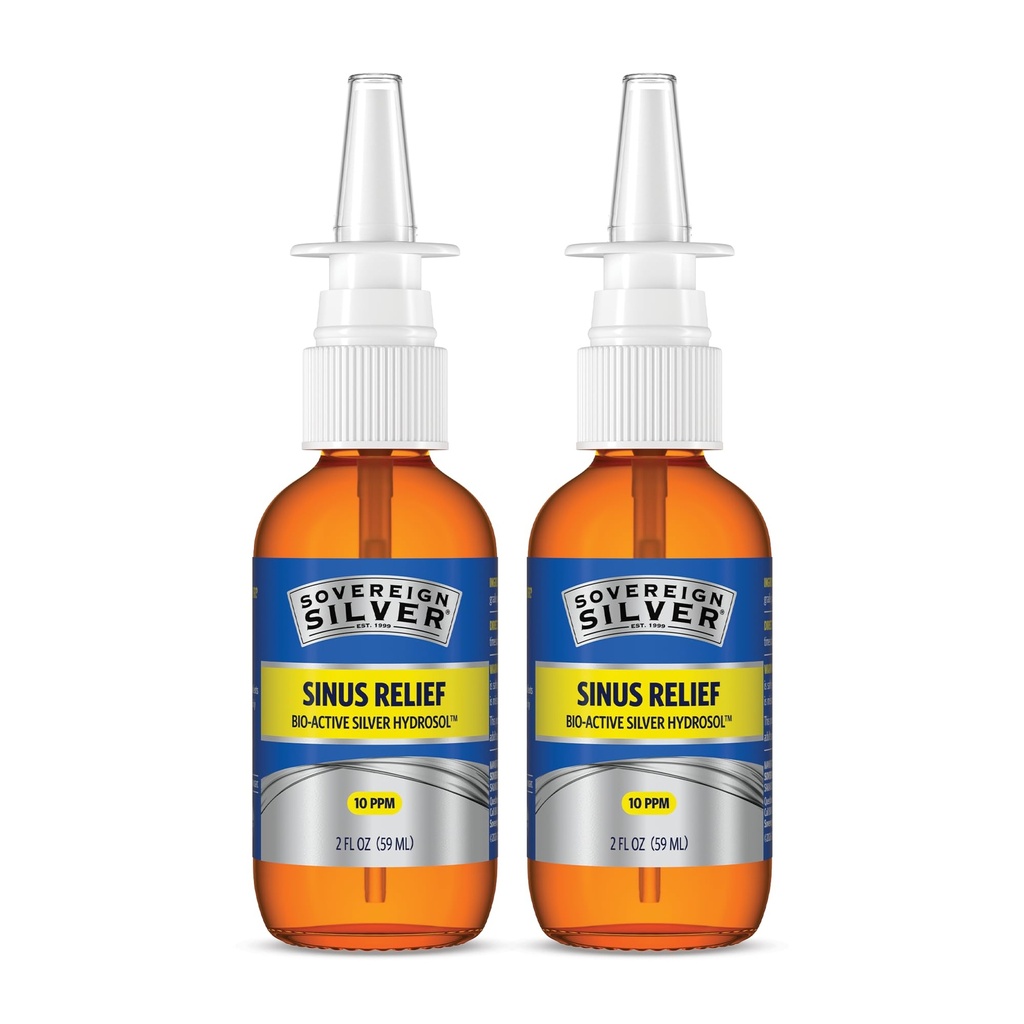 Sovereign Silver Bio-Active Collective Silver Hydrosol for Immune Support - 10ppm - 2oz - Nasal Spray - Pack of 2