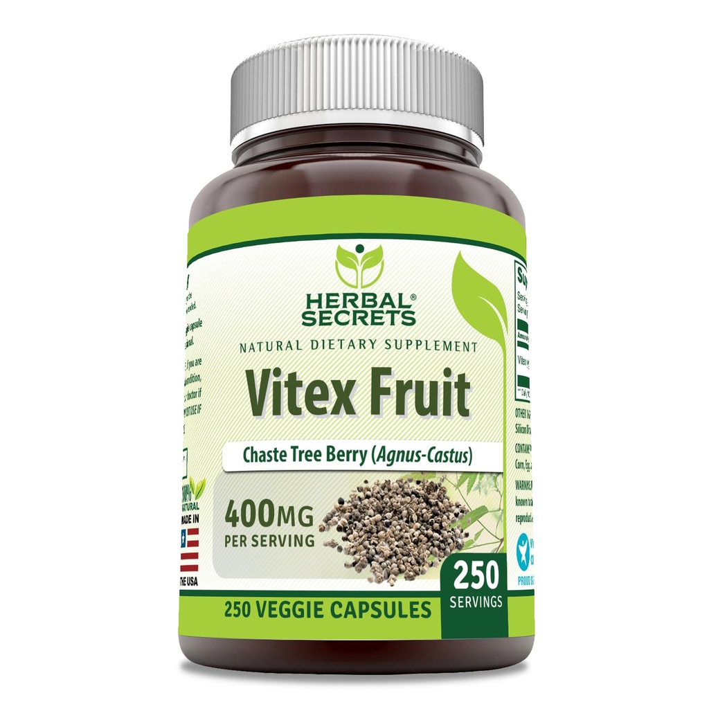 Kruidengeheimen Vitex Fruit 400 mg 250 Veggie Capsules Supplement 