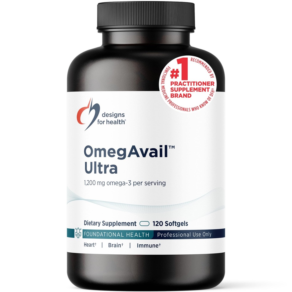 Designs for Health OmegAvail Ultra TG Fish Oil 1200mg - Triglyceride Form Omega 3 Fish Oil Supplement with DHA/EPA - No Fishy Aftersmaak (120 Softgels)