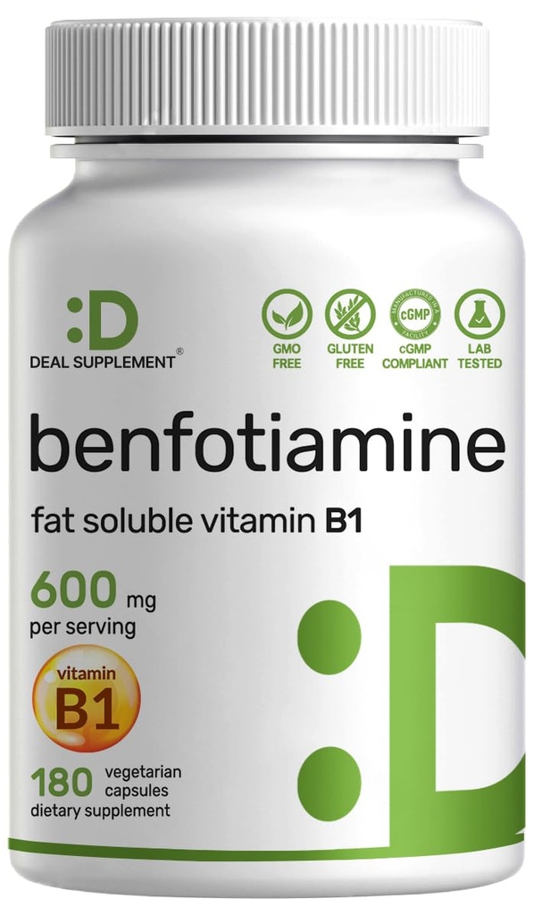 Benfotiamine 600 mg per portie, 180 Veggie Capsules (300 mg per capsule) 