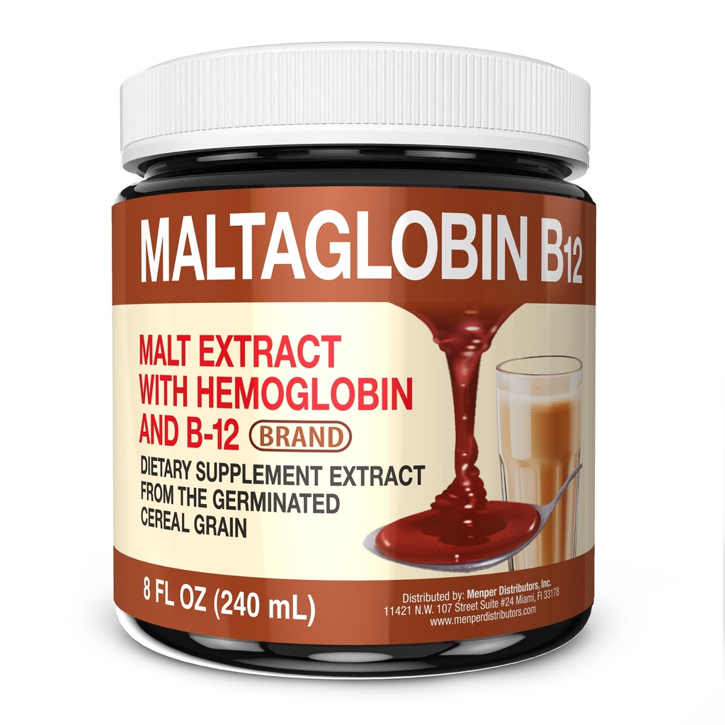 Maltaglobine Vitamine B12 Dieetsupplement, Hemoglobine Ondersteuning, B12 Vitaminen voor Energie, 8 fl oz, 1-pack