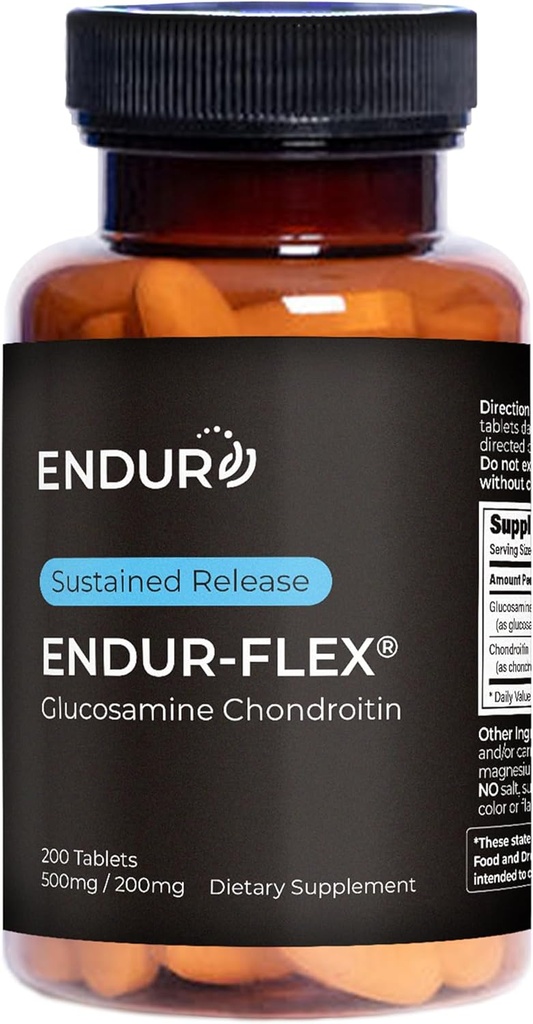 ENDUR-FLEX, Glucosamine Chondroitin Joint Support Supplement voor het helpen behouden van uw actieve mobiliteit, Glutenvrij, 500mg/200mg (200 tabletten)