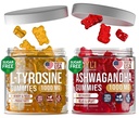 Gummies L-Tyrosine + Gummies Ashwagandha - Supplément L Tyrosine et Suppléments Ashwagandha Bundle - Ashwaganda, L-Tyrosine pour enfants et adultes - 60 Gummies Ashwa, 60 L-Tyrosine Focus Gummies