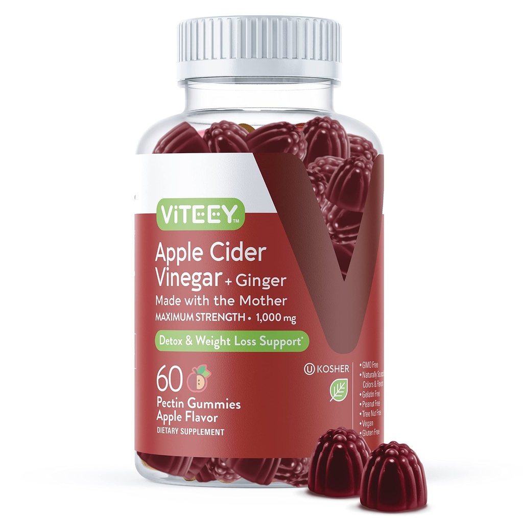 Viteey Apple Cider Vinegar Gummies and Ginger 