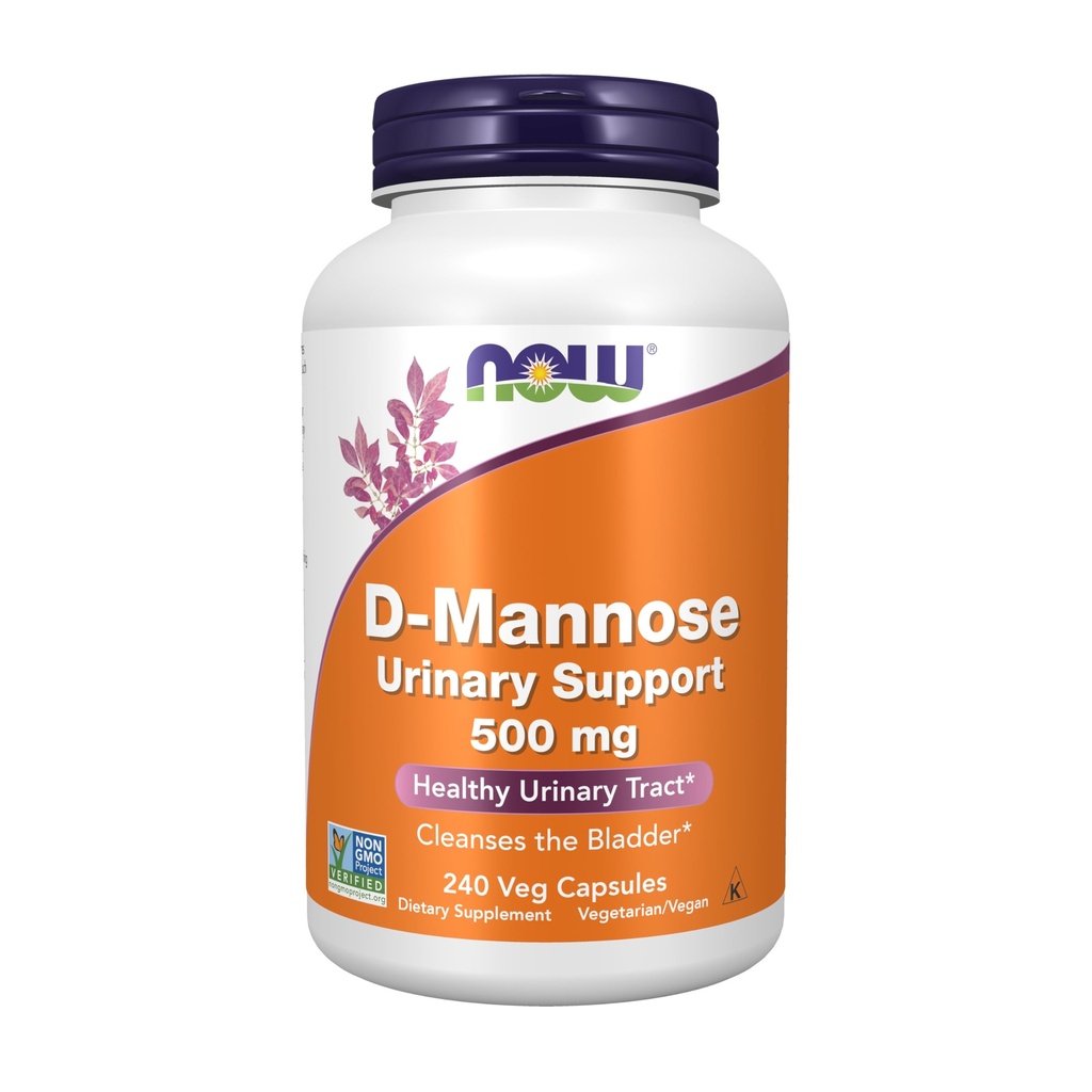 NOW Foods Supplements, D-Mannose 500 mg, Non-GMO Project Geverifieerde, gezonde urinetrek*, 240 Veg Capsules