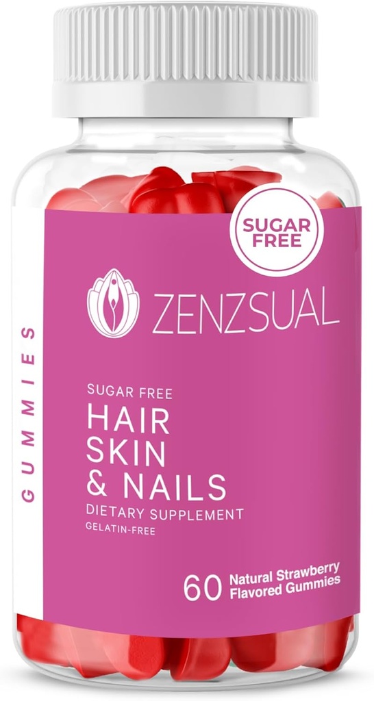 ZENZSUAL Gommies cheveux, peau et ongles – multivitamine avec biotine, vitamine C, B12 et zinc – supplément végétalien et sans sucre (60 Gommies)
