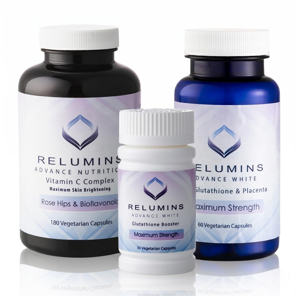 Relumins Advanced Skin Supplement Set - L-Glutathione Complex, Vitamine C, & Antioxidant Ondersteuning - voedende formule voor een gezonde huid - 30 dagen levering