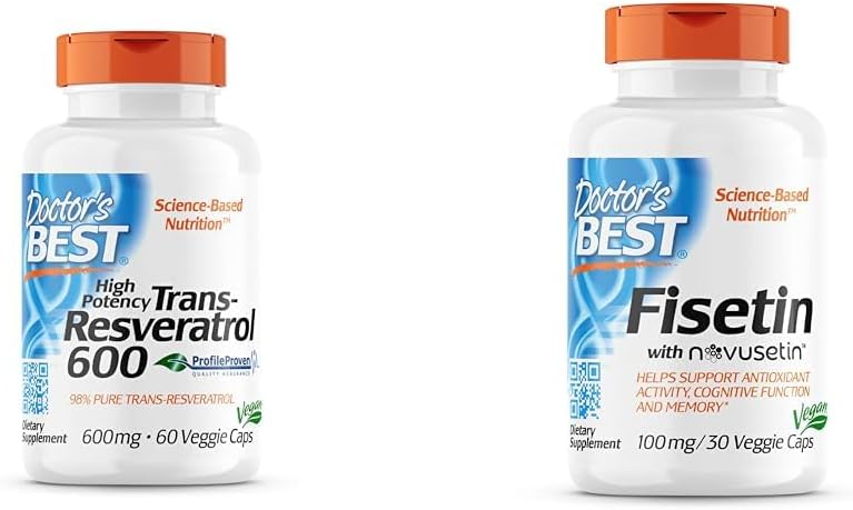 Arts BEST Trans-Resveratrol 600 mg 60 Tellen & Fisetin met Novusetin 100 mg 30 Tellen