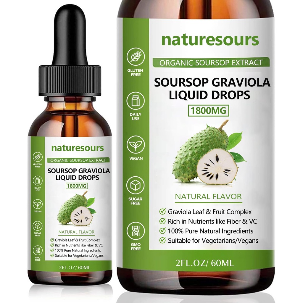 Naturesours Extrait de sourcil biologique 100% pur, gouttes liquides de sourcil 1800MG, Feuille de sourcil biologique pur et extrait de fruits, sans sucre/gluten, 2 FL.OZ (1)
