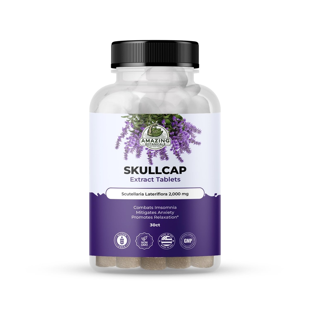Verbazingwekkend Botanicals Skullcap 10X Extract Tablets 2000 mg - High Potency Kruidensupplement voor ontspanning en wellness - 30 tabletten