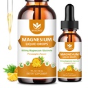 Magnesium Glycinate Liquid Drops with Citrate & Taurate - Cognition, Muscle & Focus, Liquid Magnesium Complex Supplement with Vitamine D3, GABA, L-theanine, Ananas Flavor - 1 Fl Oz (2 Pack)
