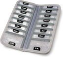 AM/PM Bi-Folding Pill Organizer + Supplement Case for OTC Medicine, Prescription + Vitamines - 14 Pochettes de fermeture à glissière du lundi au dimanche, cas de pilule de voyage grise