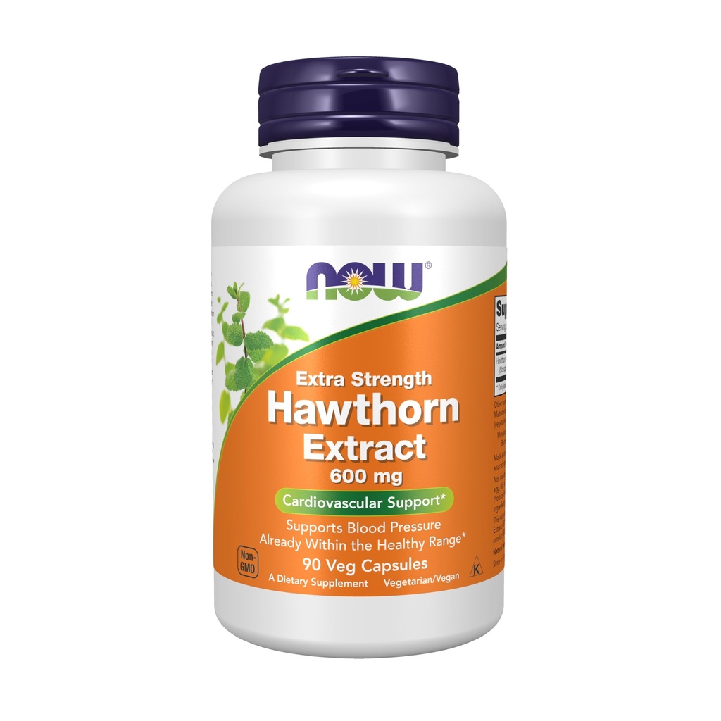 MAINTENANT Aliments suppléments, extrait d'épine 600 mg, force supplémentaire, soutien cardiovasculaire*, 90 gélules