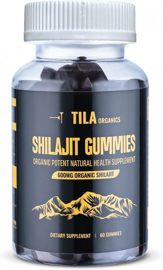 Tila Organic Himalaya Shilajit Resin Soft Gels - 60 Gummies, 600 mg- Natural Supplement for Men & Women with Over 85 Trace Minerals, Fulvic Acid and Humic Acid Vegan Gluten Free