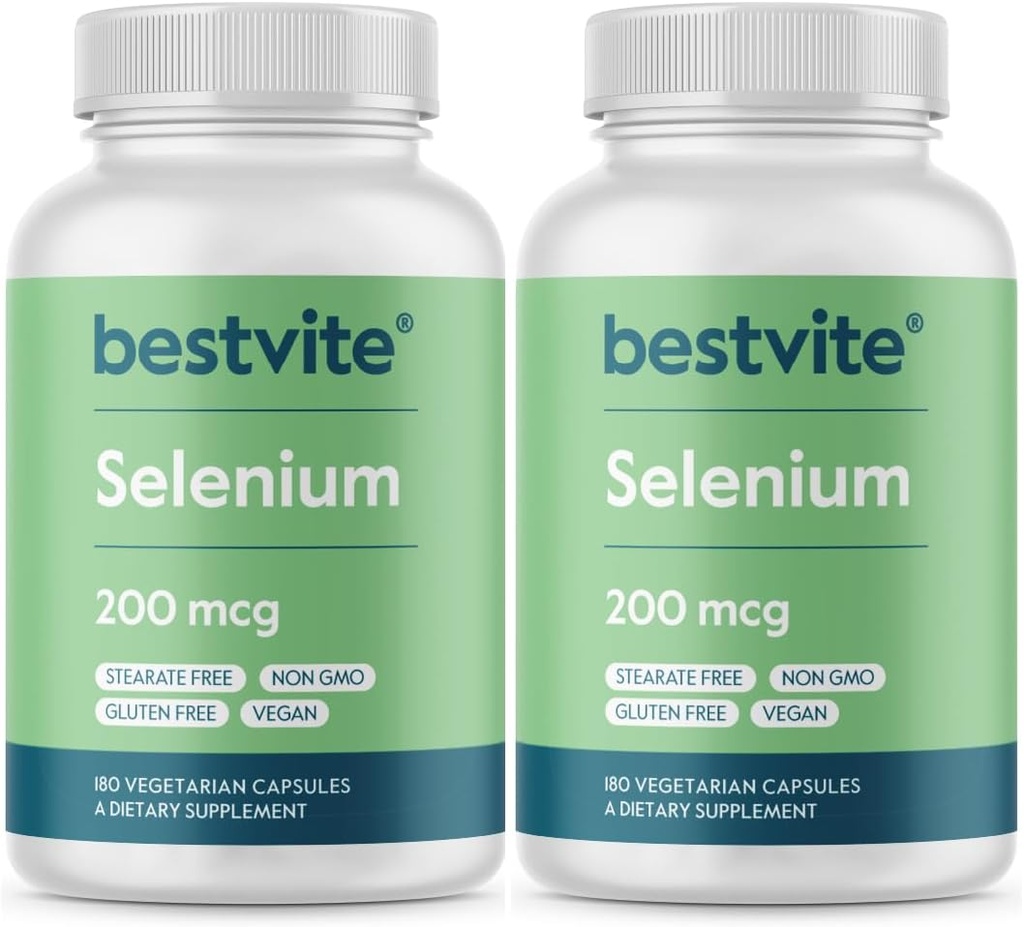 BESTVITE Selenium 200mcg (360 Vegetarische Capsules) (2-pack) - No Stearates - No Flow Agents - Vegan - Non-GMO - Glutenvrij