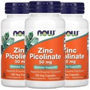 NU Foods Now Foods Zink Picolinaat, 50 mg, 120 Veg Capsules, 3 Pack