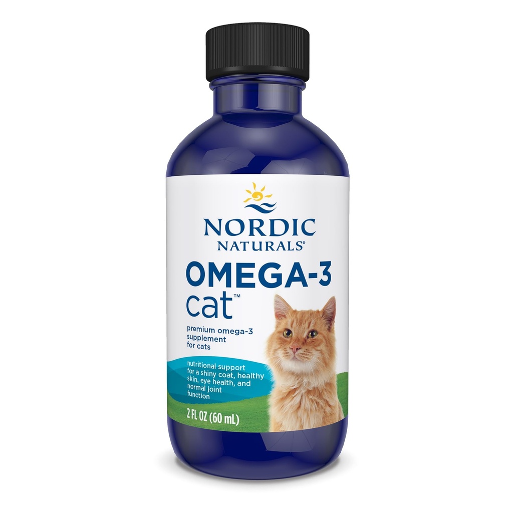 Nordic Naturals Omega-3 Cat, Unflavored - 2 oz - 304 mg Omega-3 Per 1 ml - Visolie voor katten met EPA & DHA - Bevordert hart, huid, mantel en immuungezondheid - Non-GMO
