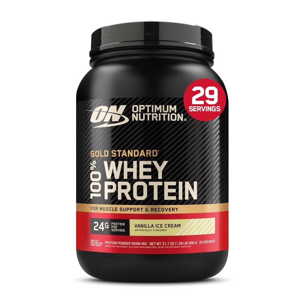 Optimale voeding Gold Standaard 100% Wei Proteïne Poeder, Vanille Ice Cream, 2 Pond (Verpakking mei Vary)