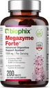 biophix Megazyme Forte 200 Tablets - Natural Plant Proteolytische Enzymes Nattozimes Serrazimes ondersteunt spijsverteringssysteem Immune Health