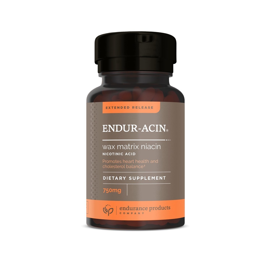 ENDUR-ACIN Niacine, supplément santé cardiaque et équilibre du cholestérol, libération prolongée pour absorption optimale, sans gluten, 750mg (200 comprimés)