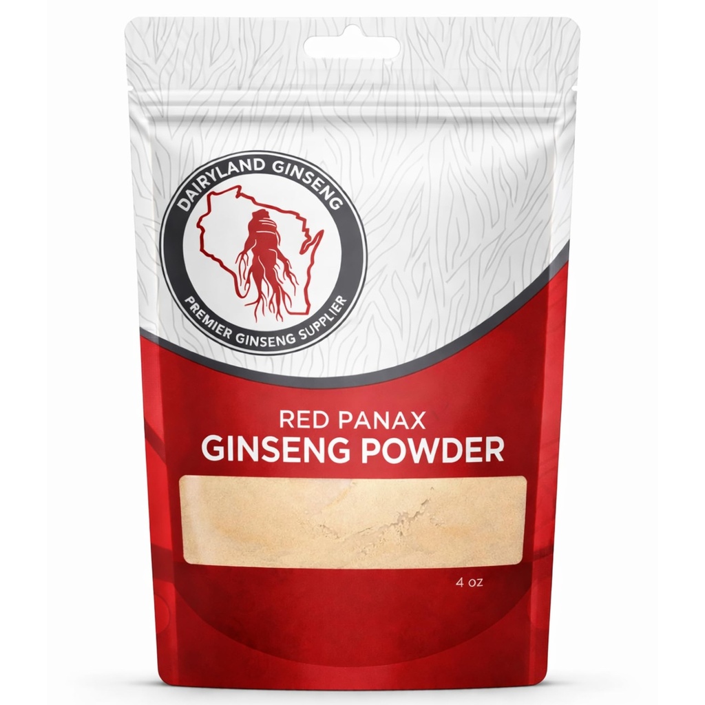 Red Panax Ginseng Powder with Natural Ginsenosides (4 oz) - Ondersteunt gezonde energie, vitaliteit, Mood en meer, Korean Panax Ginseng Root Powder for Smoothies, Coffee or Drinks (1 Pack)