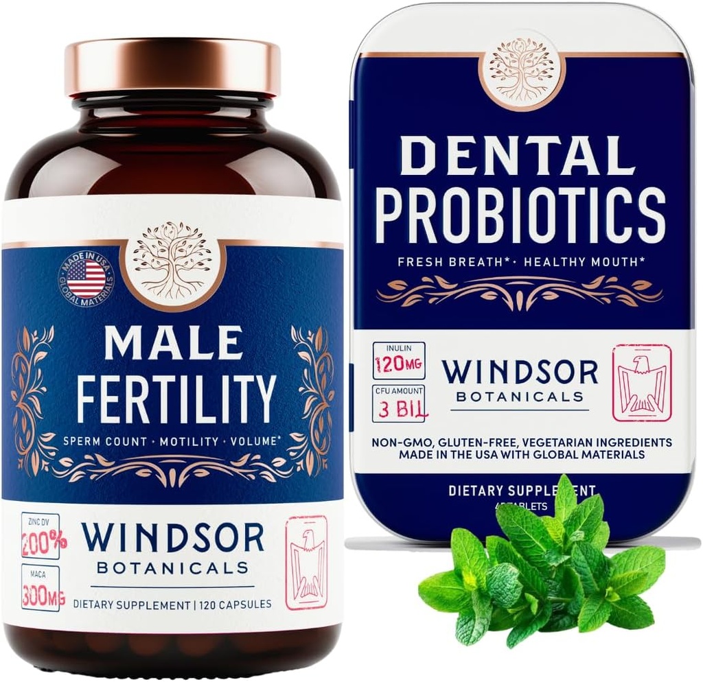 WINDSOR BOTANICA Mannelijke vruchtbaarheid Supplement en tandheelkundige Probiotica Gezondheid en Wellness Bundle