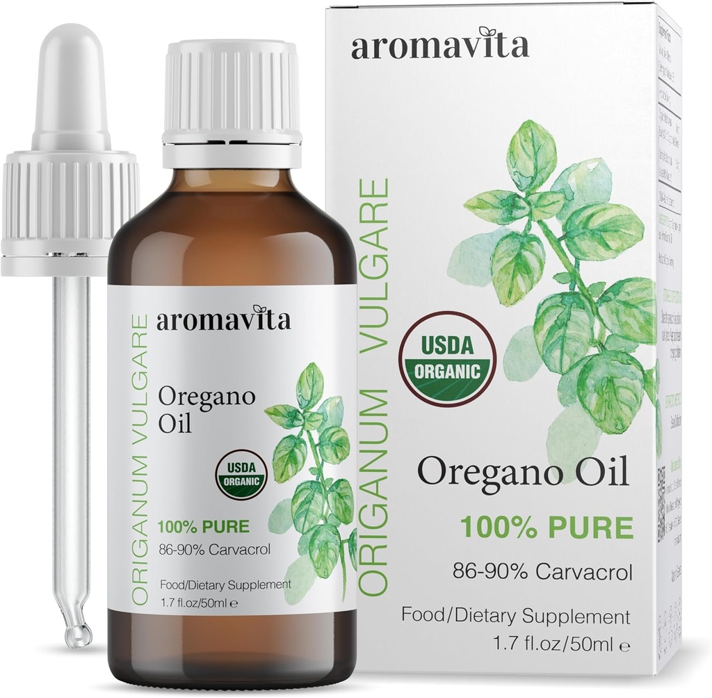 Essentiële Organische Olie van Oregano-100% Pure Onverdunde Griekse Oregano Olie met Carvacrol - Meer dan 86%, Non-GMO, Extra Sterkte Oregano Olie Biologische Liquid Drops, 1,7 FL.OZ/50ml
