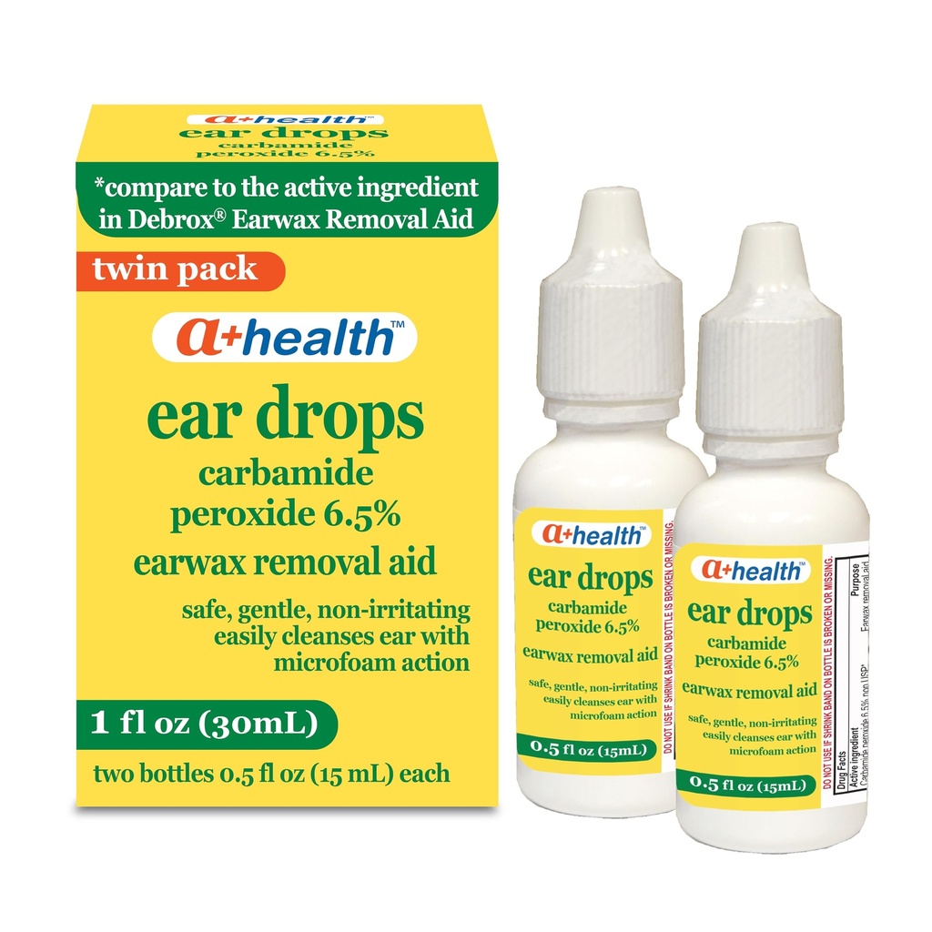 A+Health Earwax Removal Drops, Carbamide Peroxide 6,5%, Made in USA, Twin Pack, 1 fl Ounce(Twee 0,5 fl oz flessen)