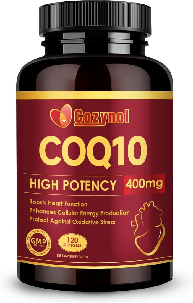CoQ10 400mg Softgels met Omega 3 & PQQ, Krachtige Antioxidant voor Heart Health & Energy Productie, 120 Tel.