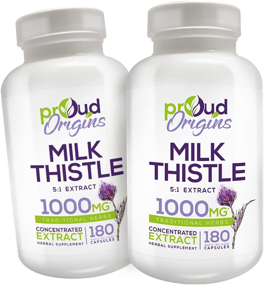 1000mg Melkdistel helpt bij het behouden van gezonde leverfunctie, optimalisatie van de gezondheid, snelle afgifte, Glutenvrije supplementen - 6-maand levering (2 Pack)