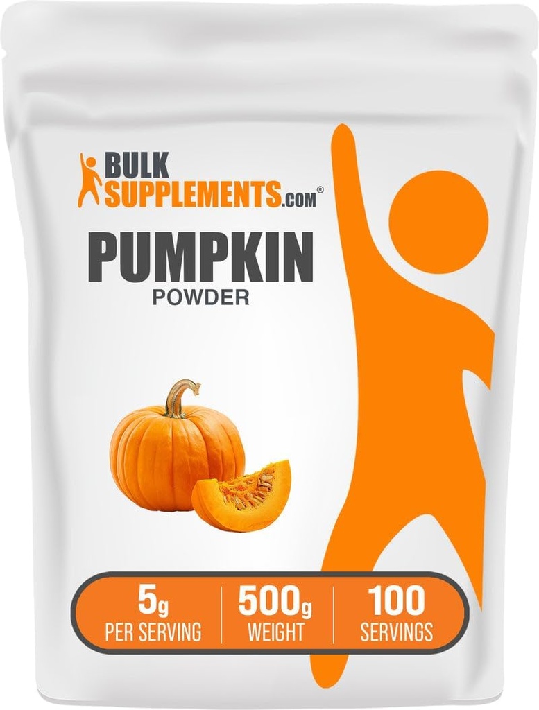 BulkSupplements.com Poudre de citrouille - Supplément de citrouille, pour le soutien digestif, Supplément super-alimentaire - Sans gluten, 5g par portion, 500g (1,1 lb) (paquet de 1)