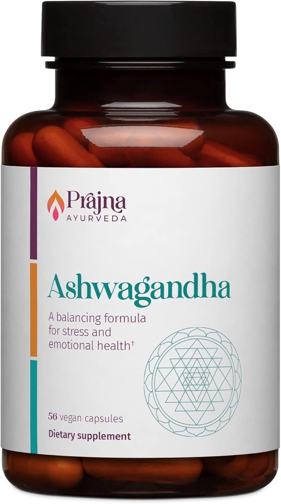 Dr. Chaudhary’s Prajna Ayurveda Ashwagandha is a Balancing Formula That Helps Calm the Mind and Body, Control Stress Cravings, Modulate Cortisol, Support Hormone Balance, Vegan, Gluten-Free, Organic